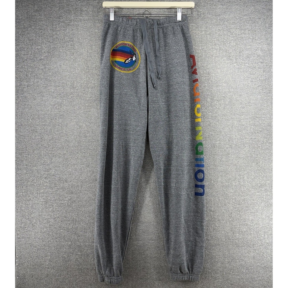 Aviator Nation Sweatpants Women Size Small Gray Casual Drawstrings